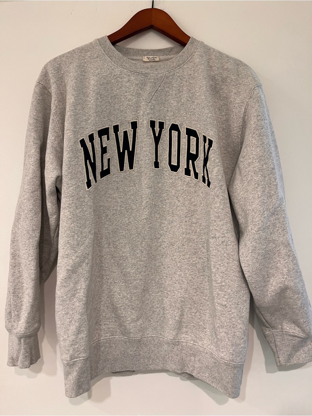 John Galt New York Embroidered Sweatshirt Gray Pullover Crewneck Brandy Melville